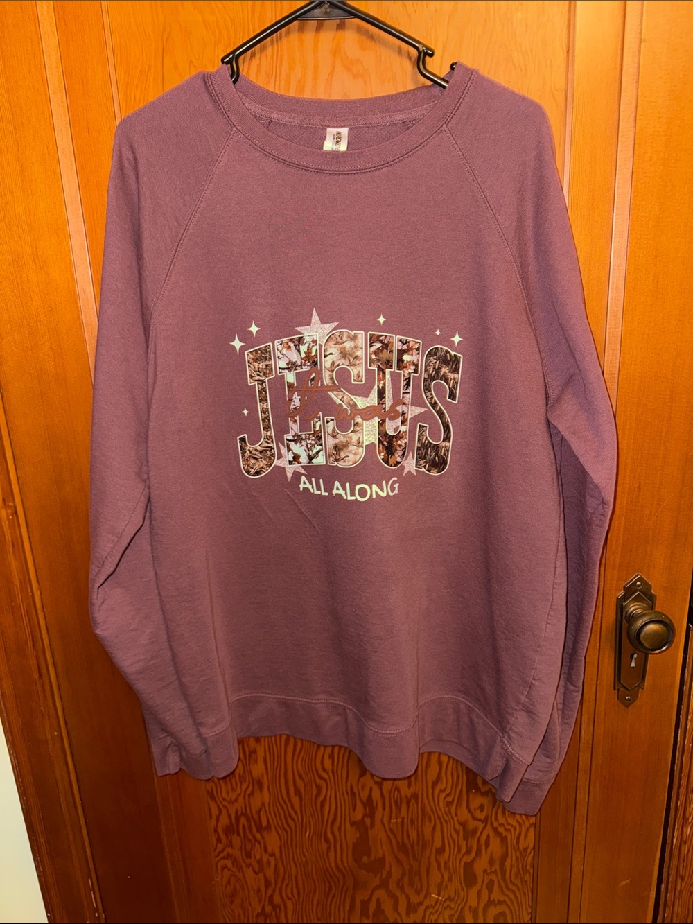 Crewneck Sweater - Purple "Jesus All Along" Graphic